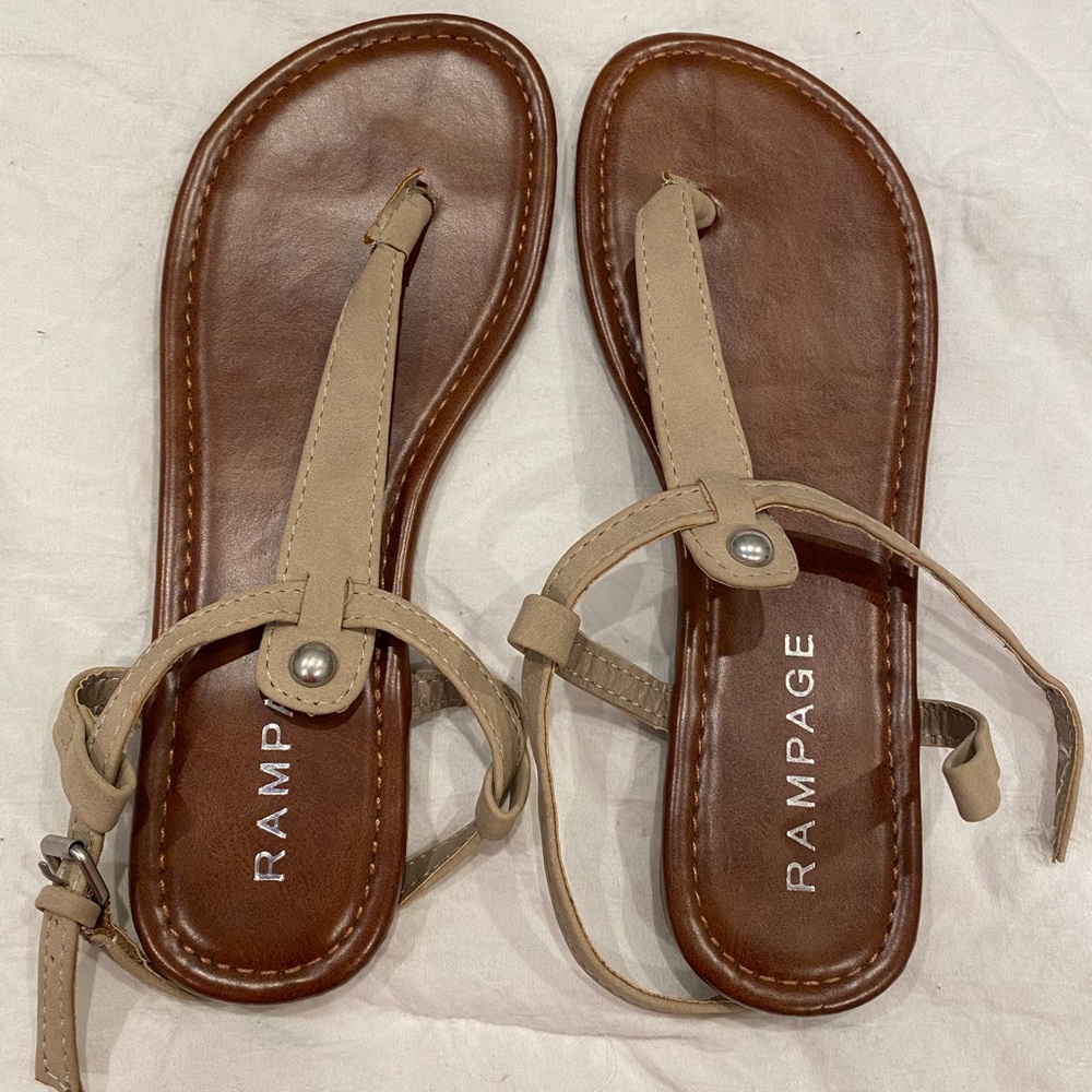 New without tags- Rampage tan thong sandals